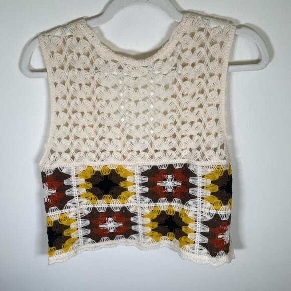 SHEIN Dazy Ivory Crochet Floral Tie Front Vest - Picture 2 of 2